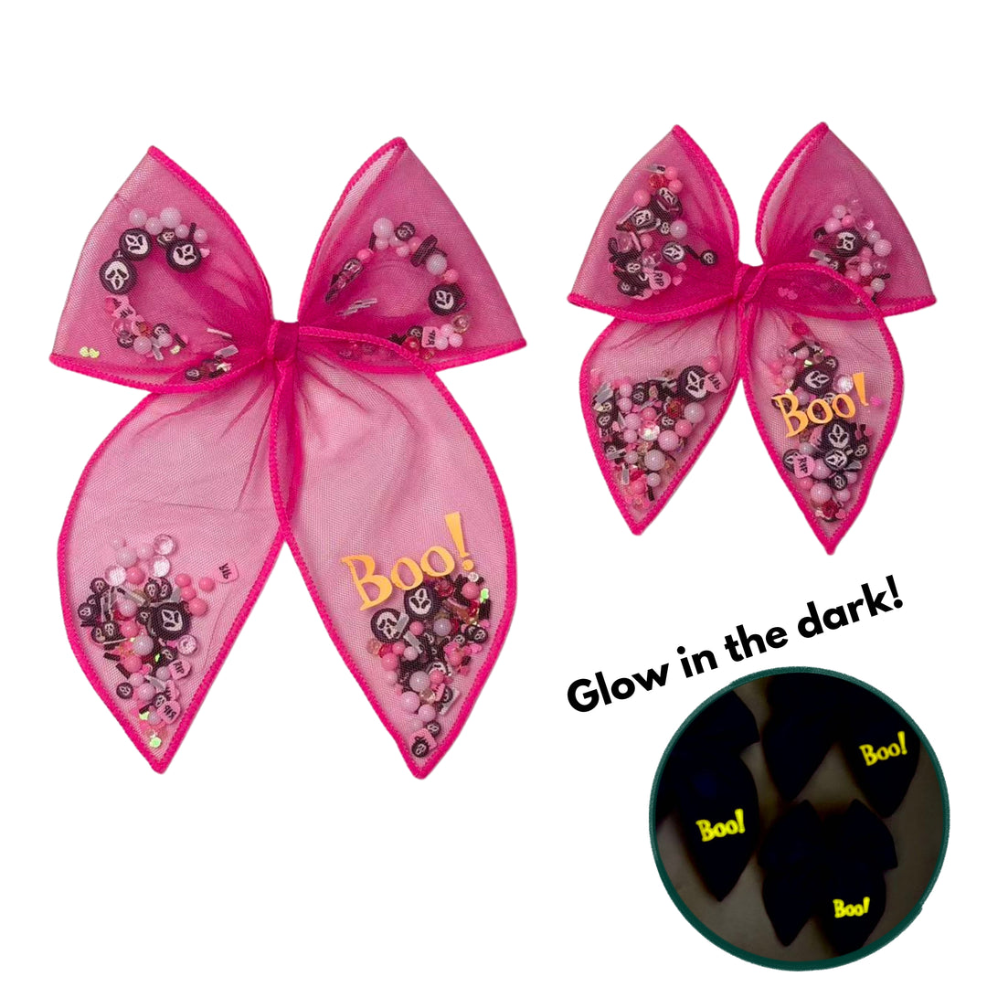 Boo Bash Glow in The Dark Shaker Hair Tied Bow w/ Clip