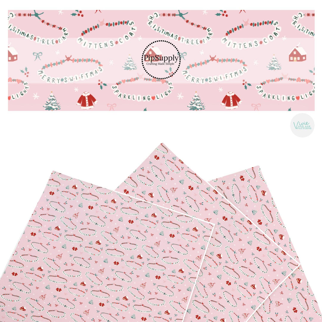 Christmas Friendship Bracelets Pink Faux Leather Sheets
