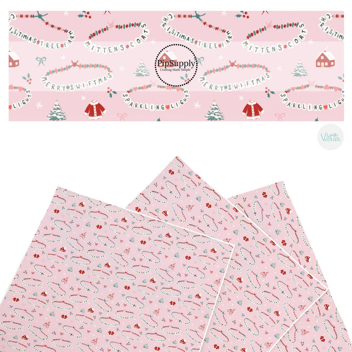 Christmas Friendship Bracelets Pink Faux Leather Sheets