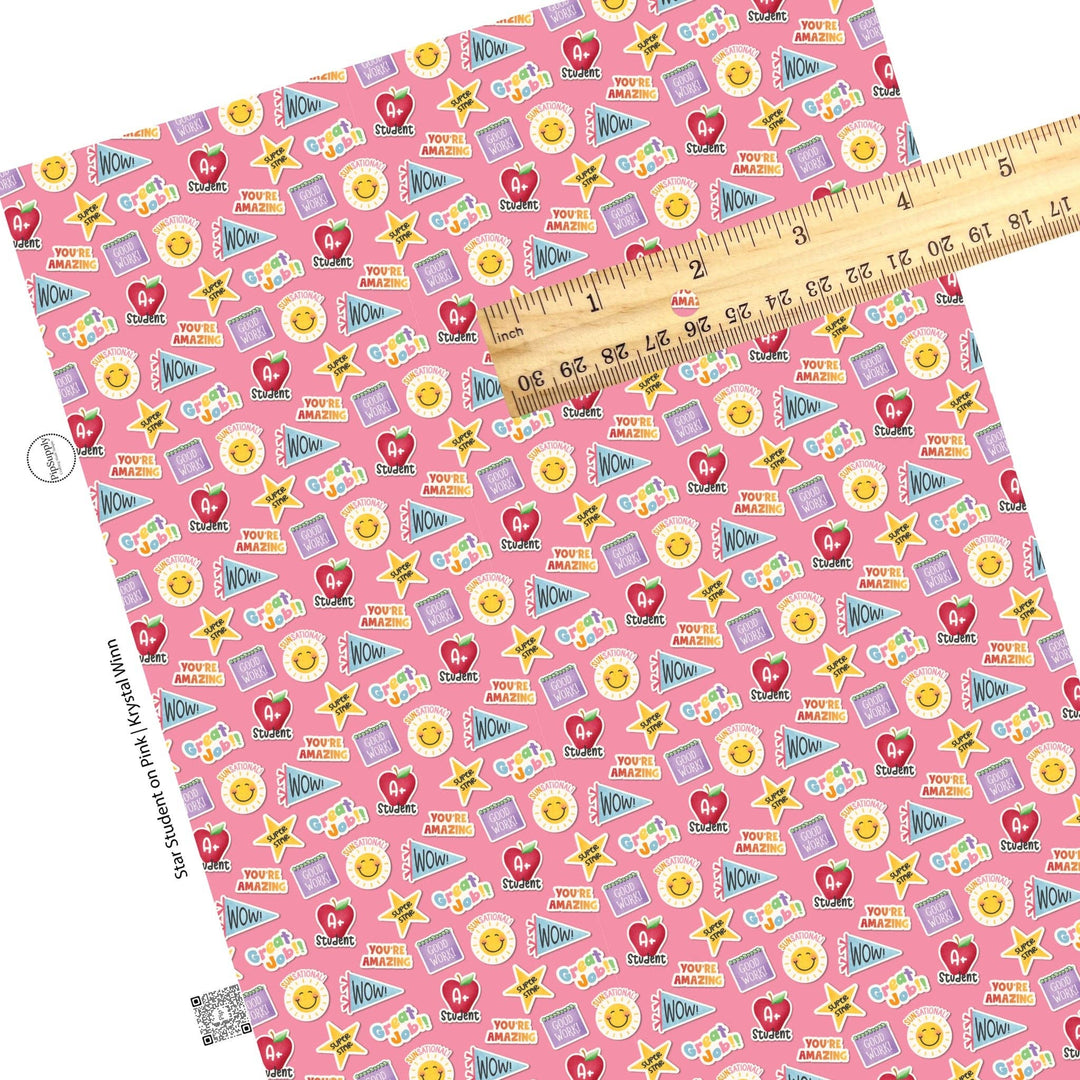Star Student on Pink Faux Leather Sheets