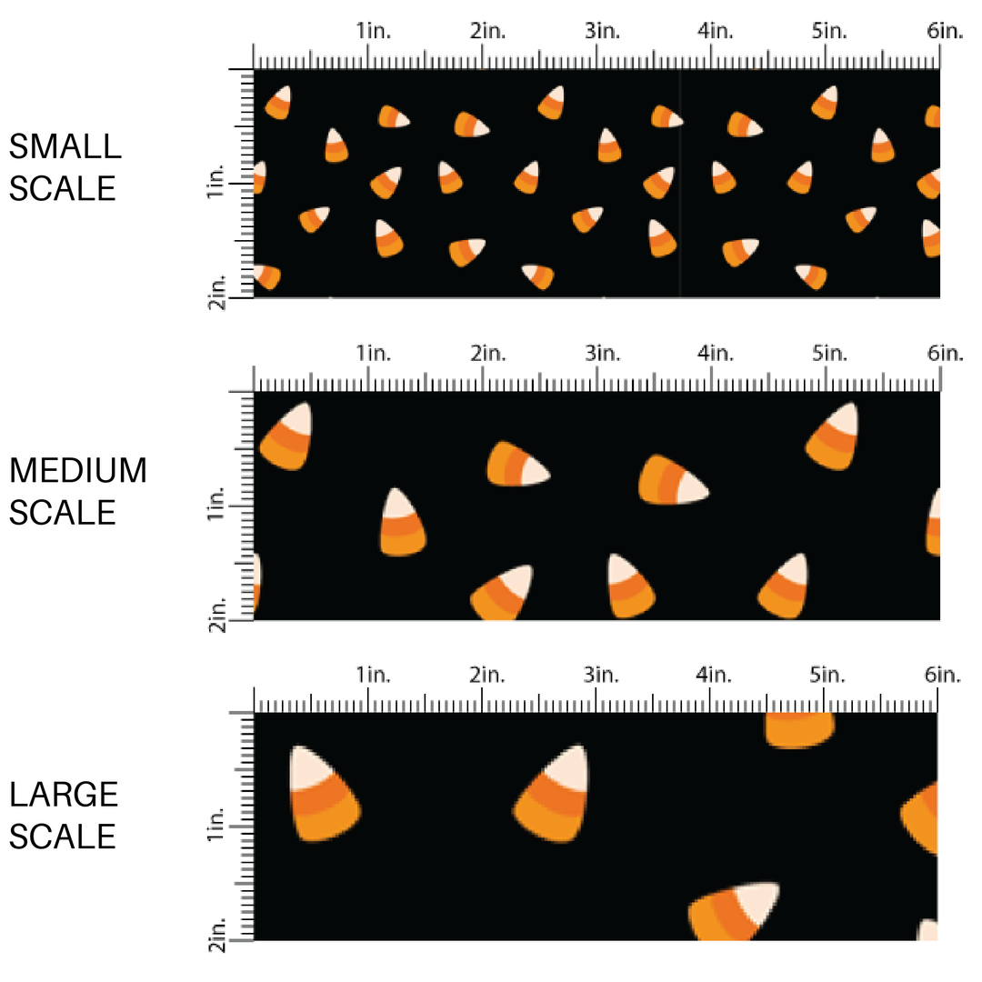 Orange Candy Corns on Black Fabric By The Yard