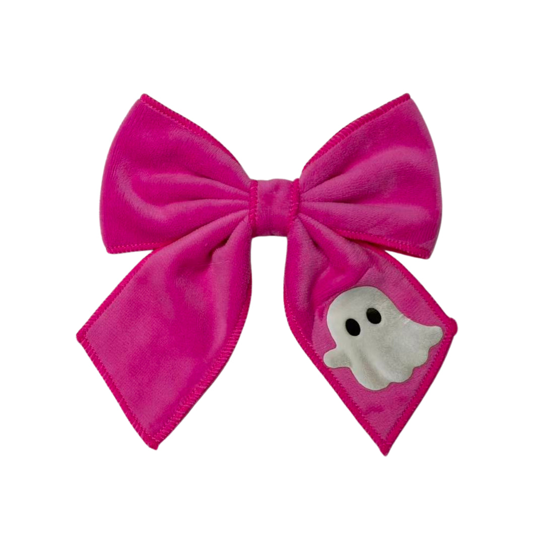 Pink Haunt Velvet Bow w/ Clip
