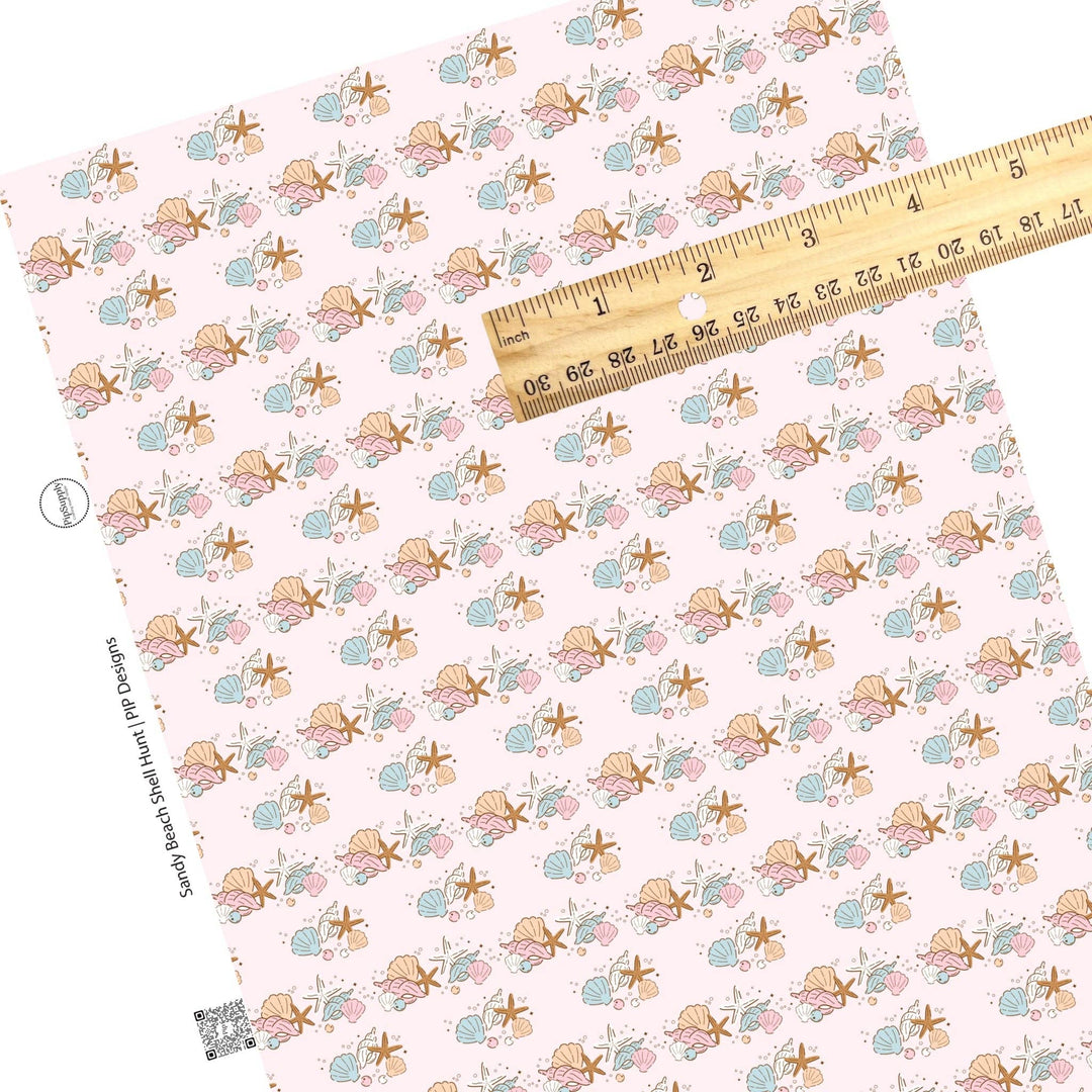 Sandy Beach Shell Hunt Faux Leather Sheets