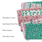 Vivie and Ash green and pink Christmas fabric by the yard swatches.