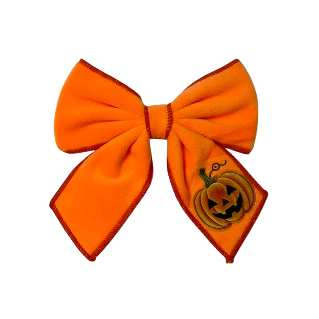 Pumpkin Patch Velvet Bow w/ Clip