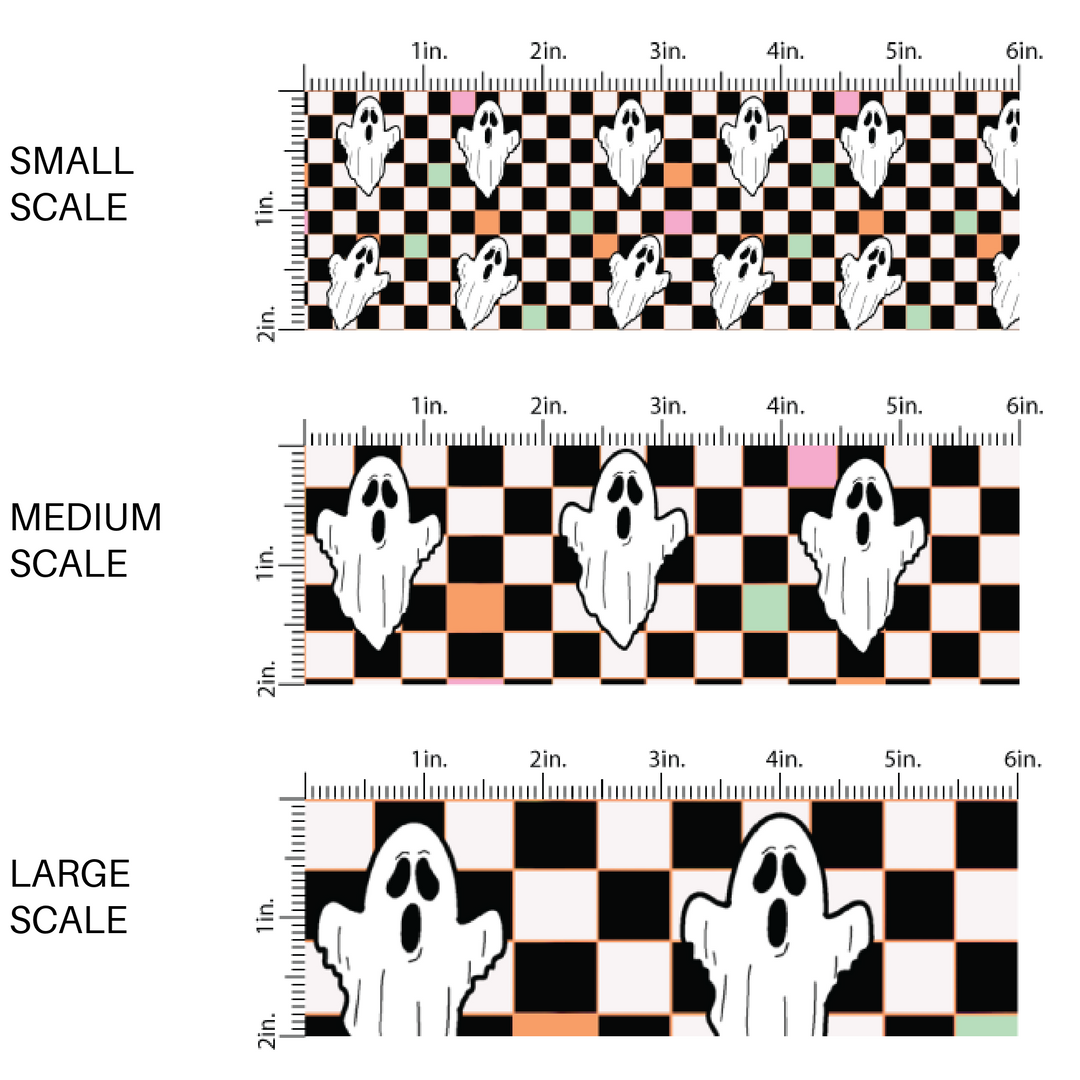 Eerie Ghost Mixed Checker Fabric By The Yard