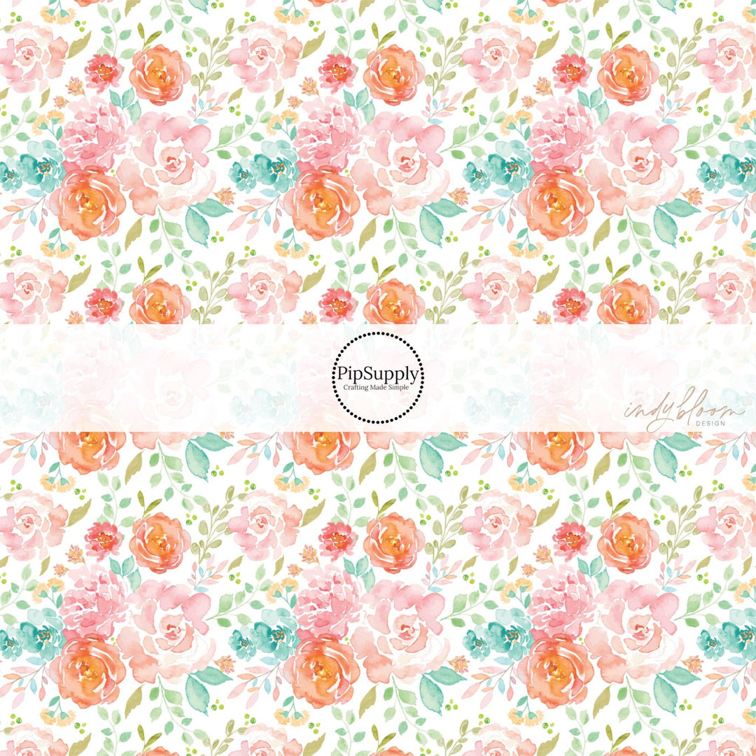 Tropical Peonies Hair Bow Strips