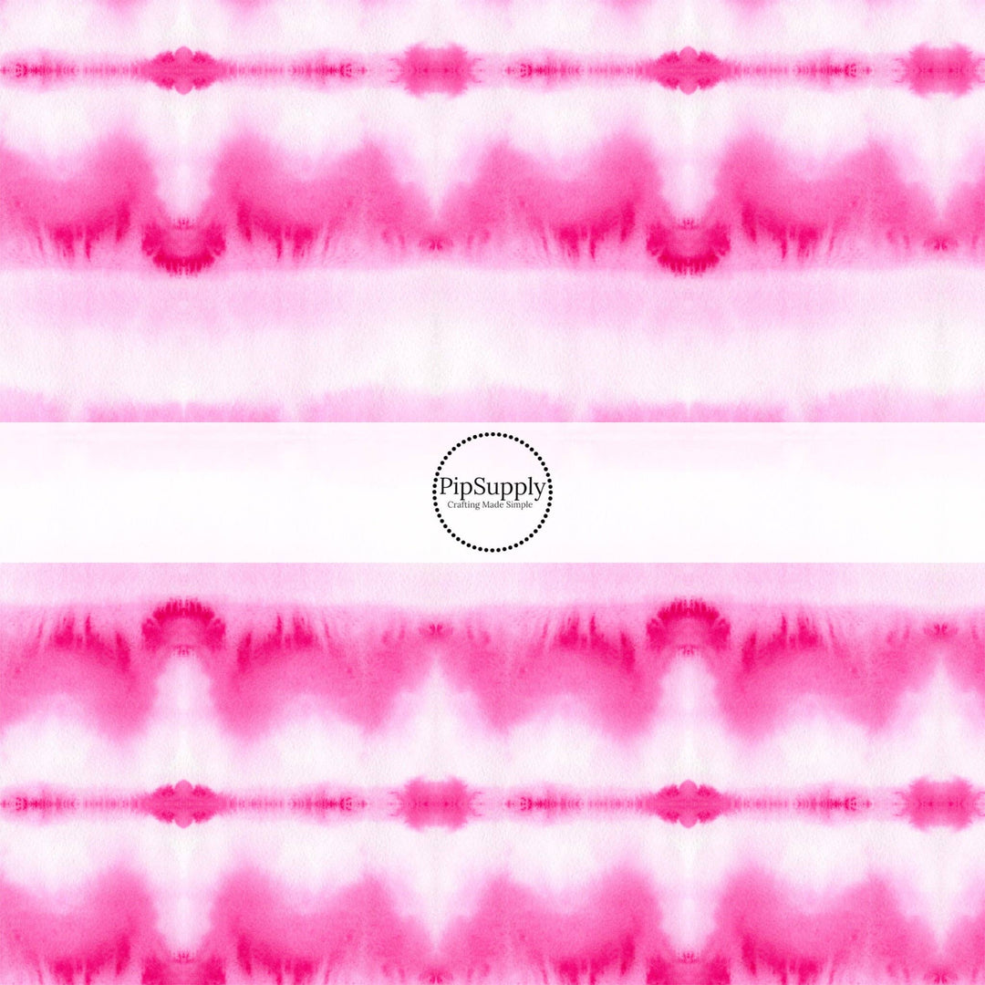 Pink and White Tie Dye Fabric By The Yard