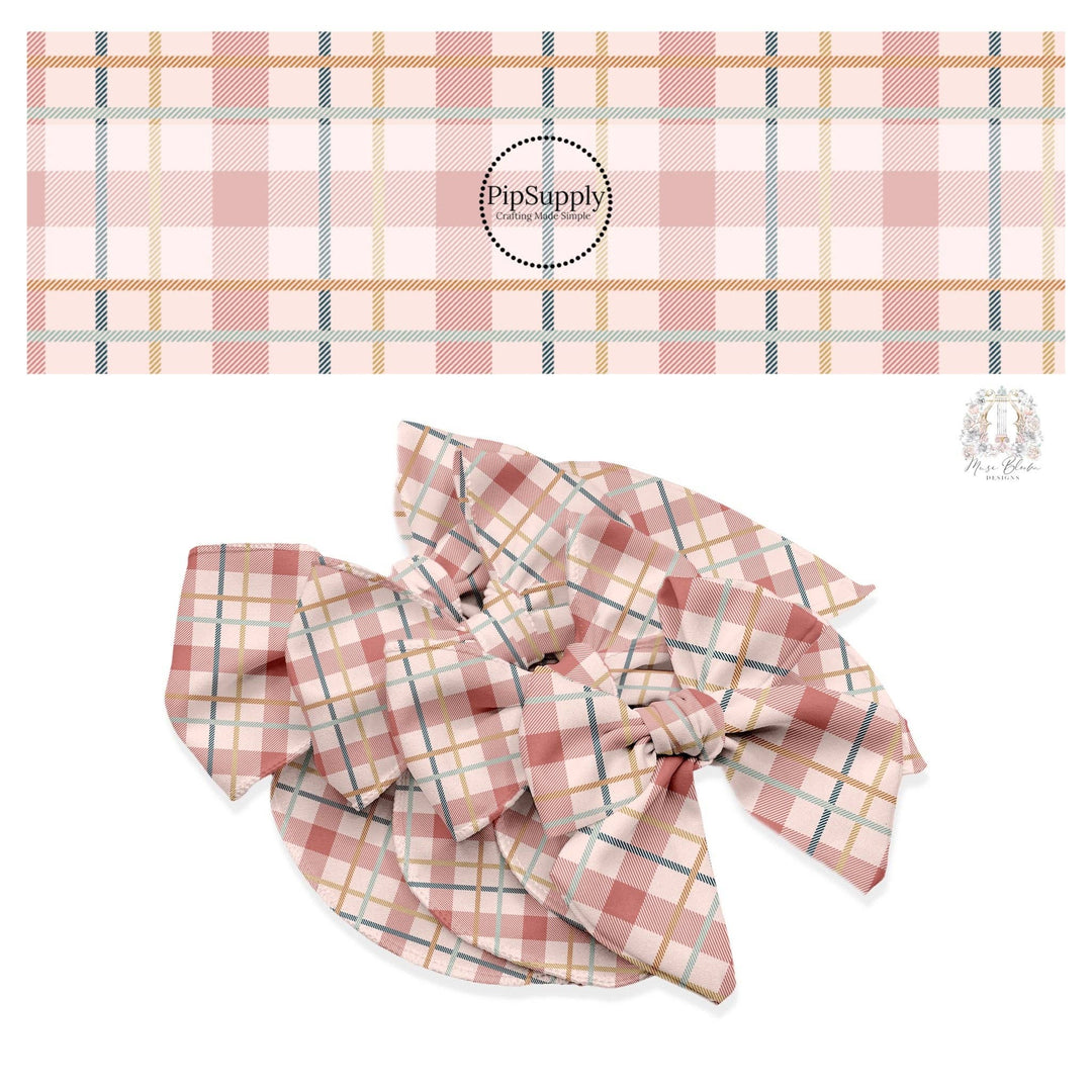 Back to School Gingham Rose Hair Bow Strips