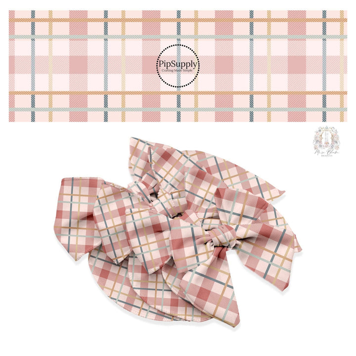 Back to School Gingham Rose Hair Bow Strips