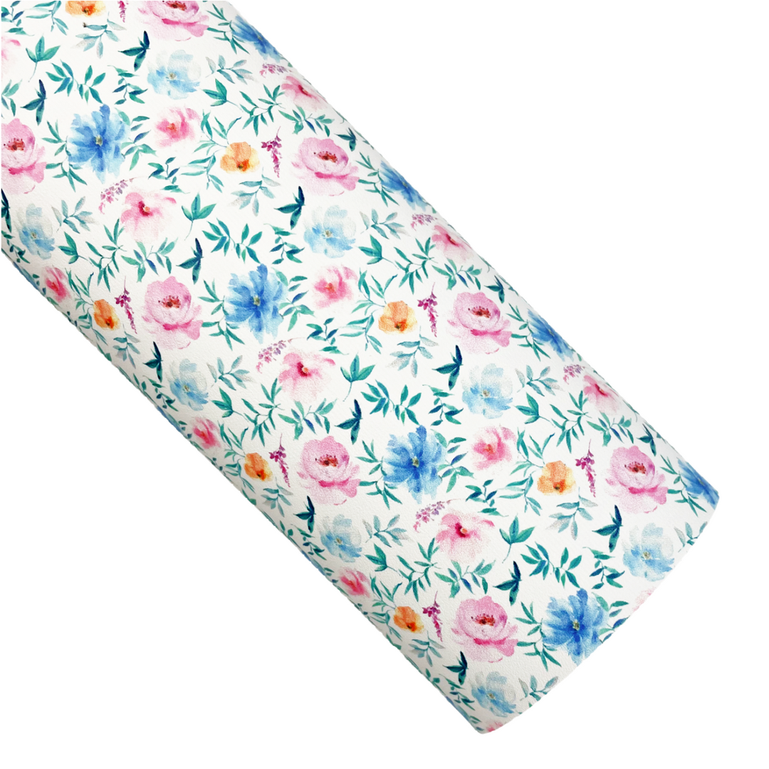 Blue Skies Flower Meadow Vegan Leather