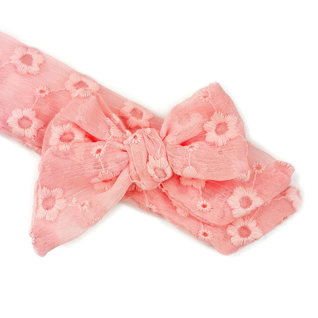 Blush Daisies Tulle JB Effortless Bow Strips - Closed Edge