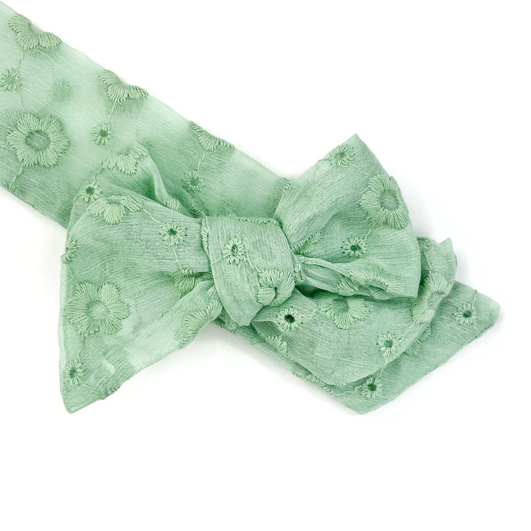 Sage Daisies Tulle JB Effortless Bow Strips - Closed Edge