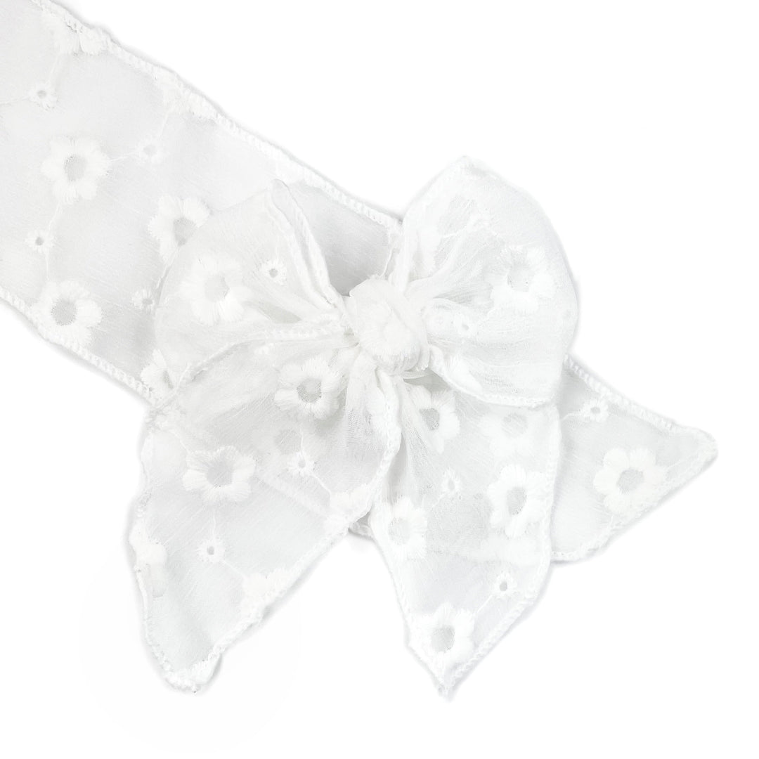 White Daisies Tulle JB Effortless Bow Strips - Serged Edge