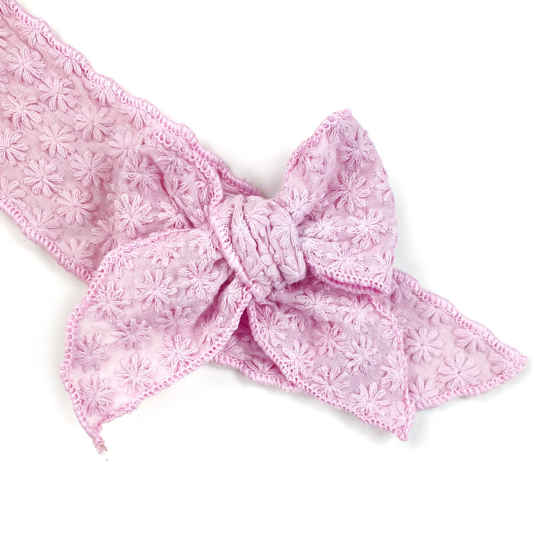 Lavender Daisy Effortless Bow Strips - Serged Edge