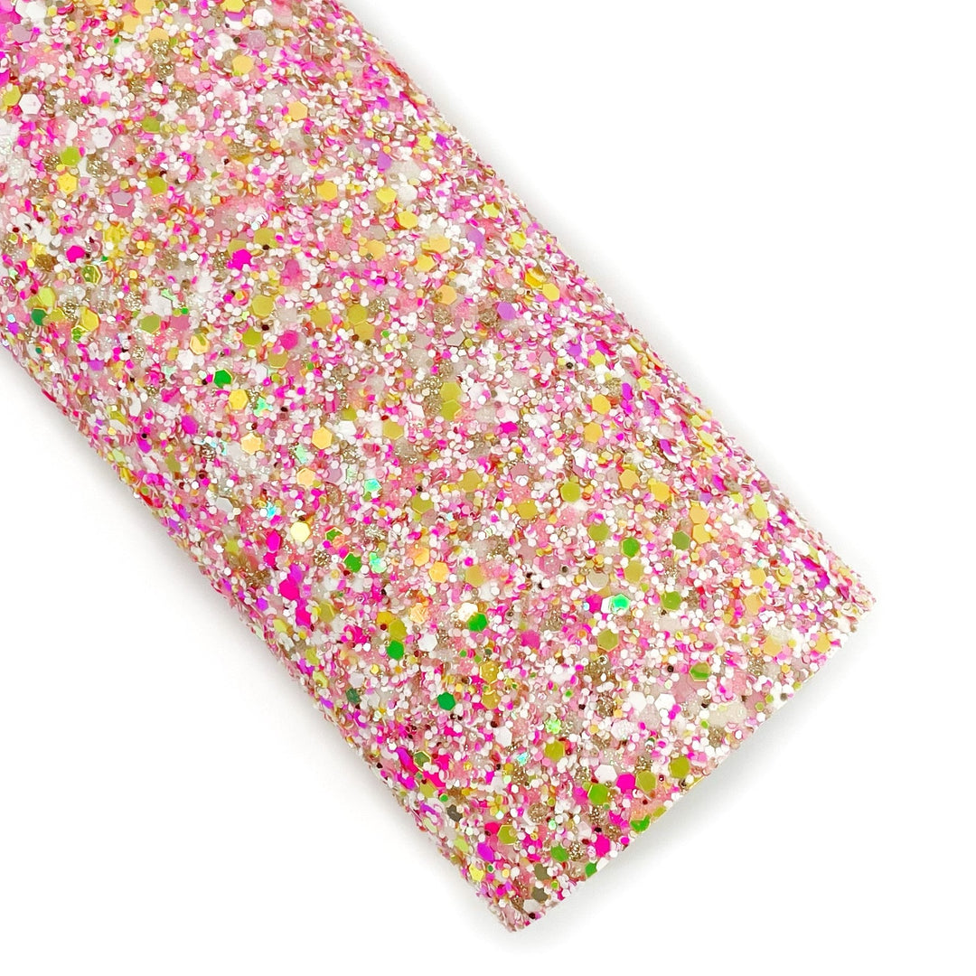 Pink Lemonade Iridescent Glitter Faux Leather Sheets