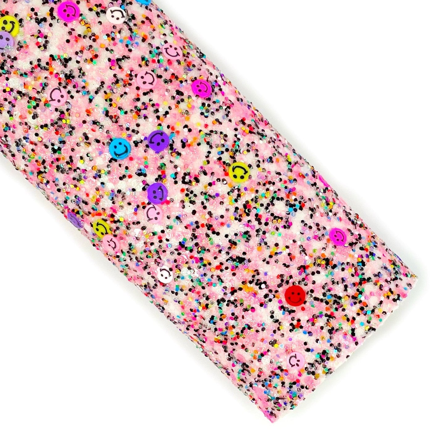 Colorful Smileys Glittered Glitter Faux Leather Sheets