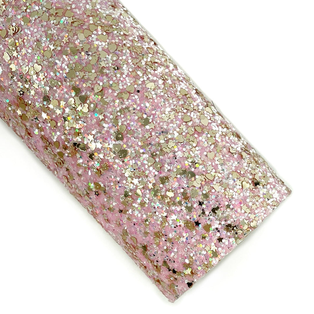 Light Pink Golden Friendship Glitter Faux Leather Sheets