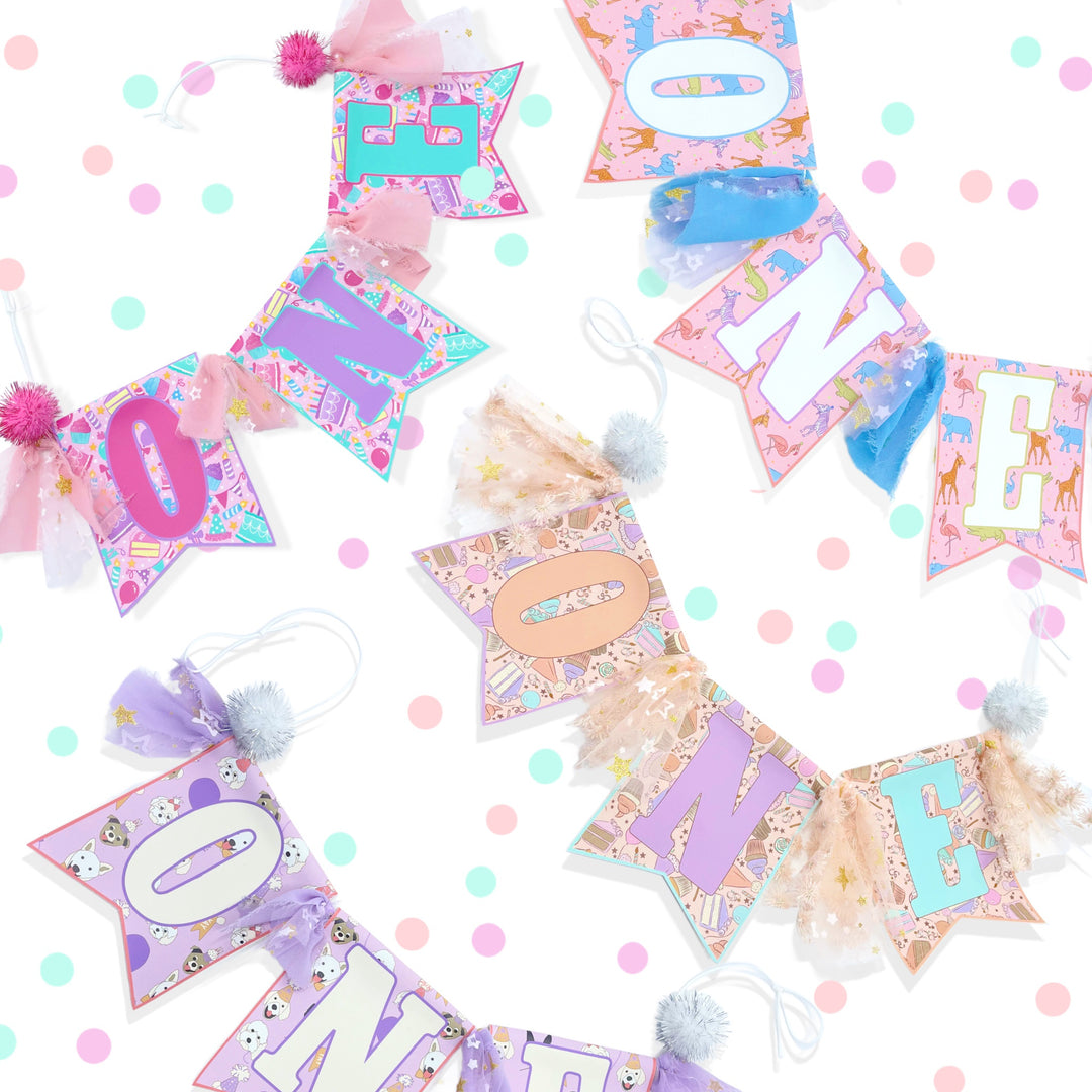 Pink Animal Party Faux Leather DIY Birthday Number Banner Cutouts