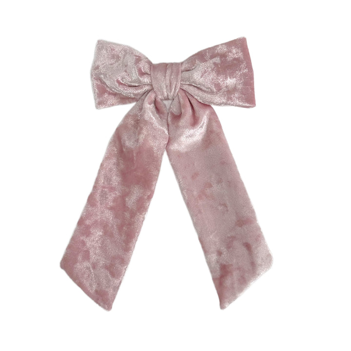 Crushed Velvet Holiday Dreams Long Tail Bow w/Clip