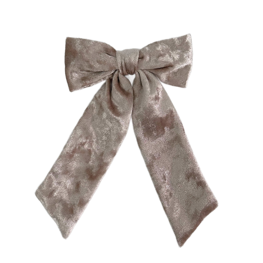 Crushed Velvet Holiday Dreams Long Tail Bow w/Clip