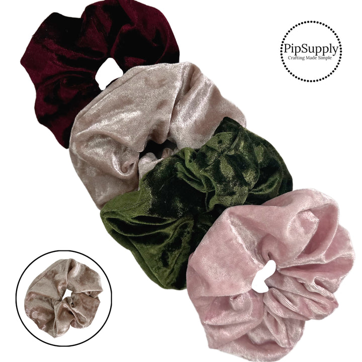 Crushed Velvet Holiday Dreams Bow Scrunchie