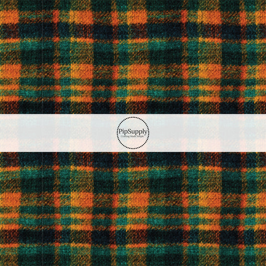 orange green blue gingham flannel