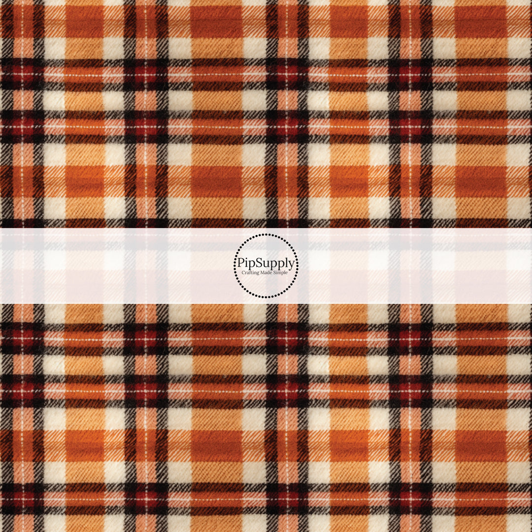 orange autumn multi flannel gingham