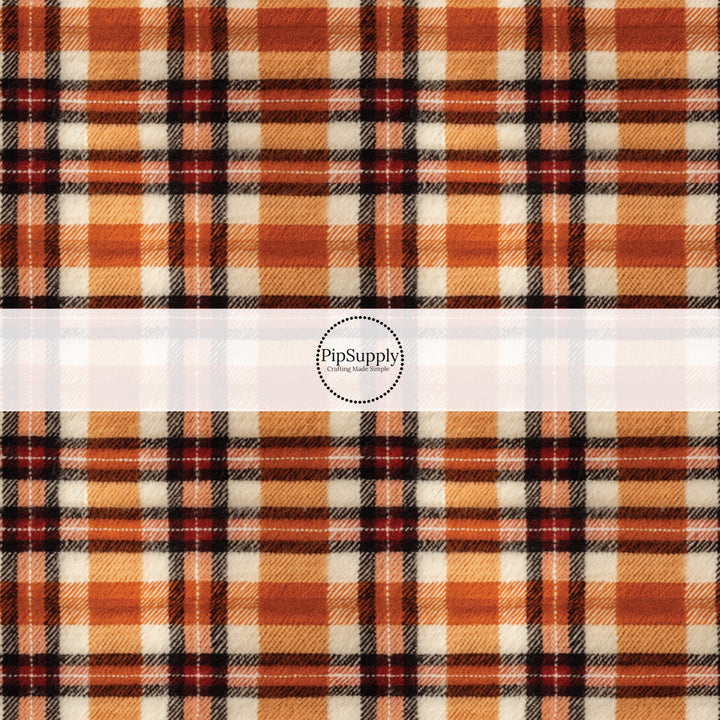 orange autumn multi flannel gingham