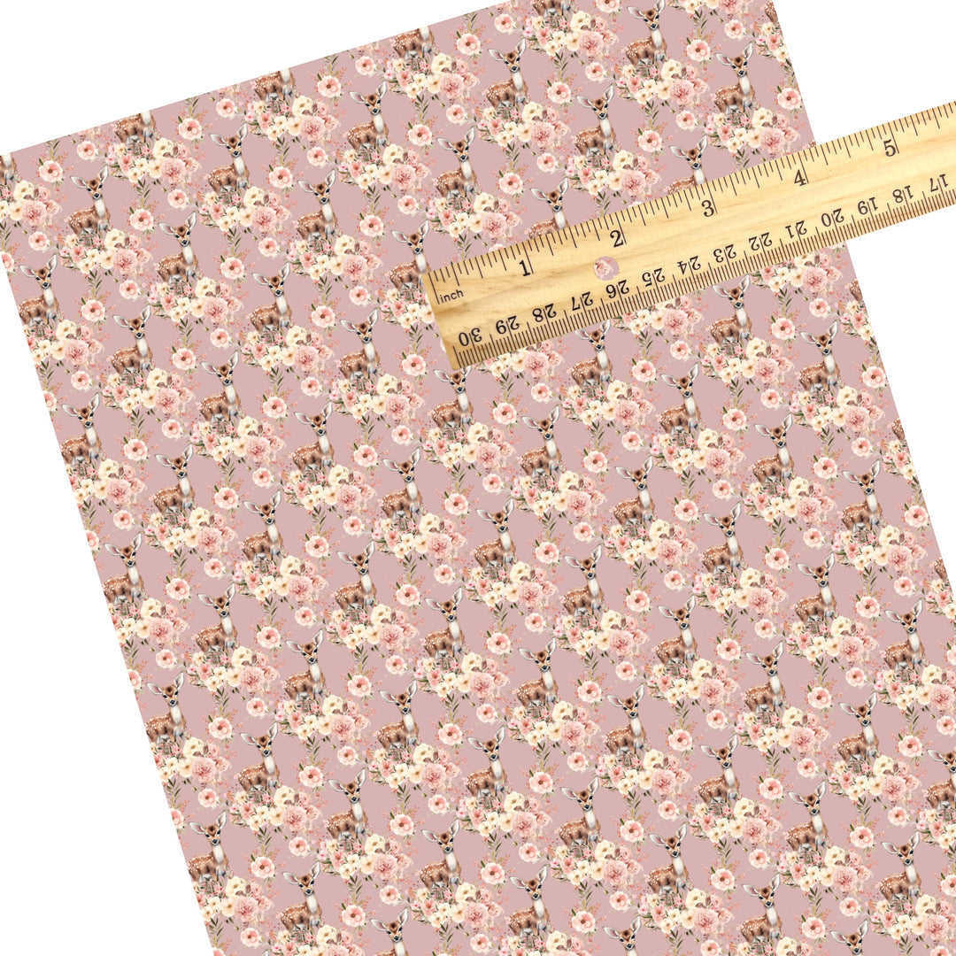 Floral Wreath Deer Dusty Rose Faux Leather Sheets