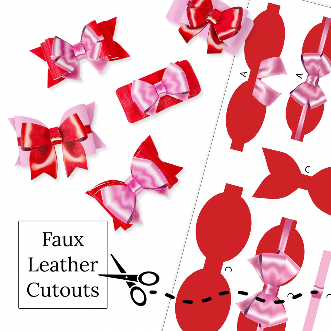 Red/Pink Layered Faux Leather DIY Hair Bow