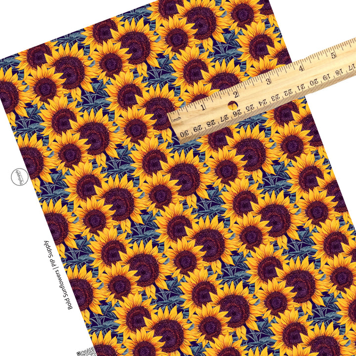 Bold Sunflowers Faux Leather