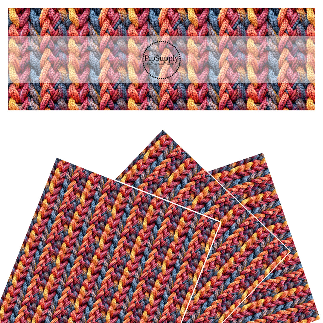 Colors of Autumn Cozy Knit Faux Leather
