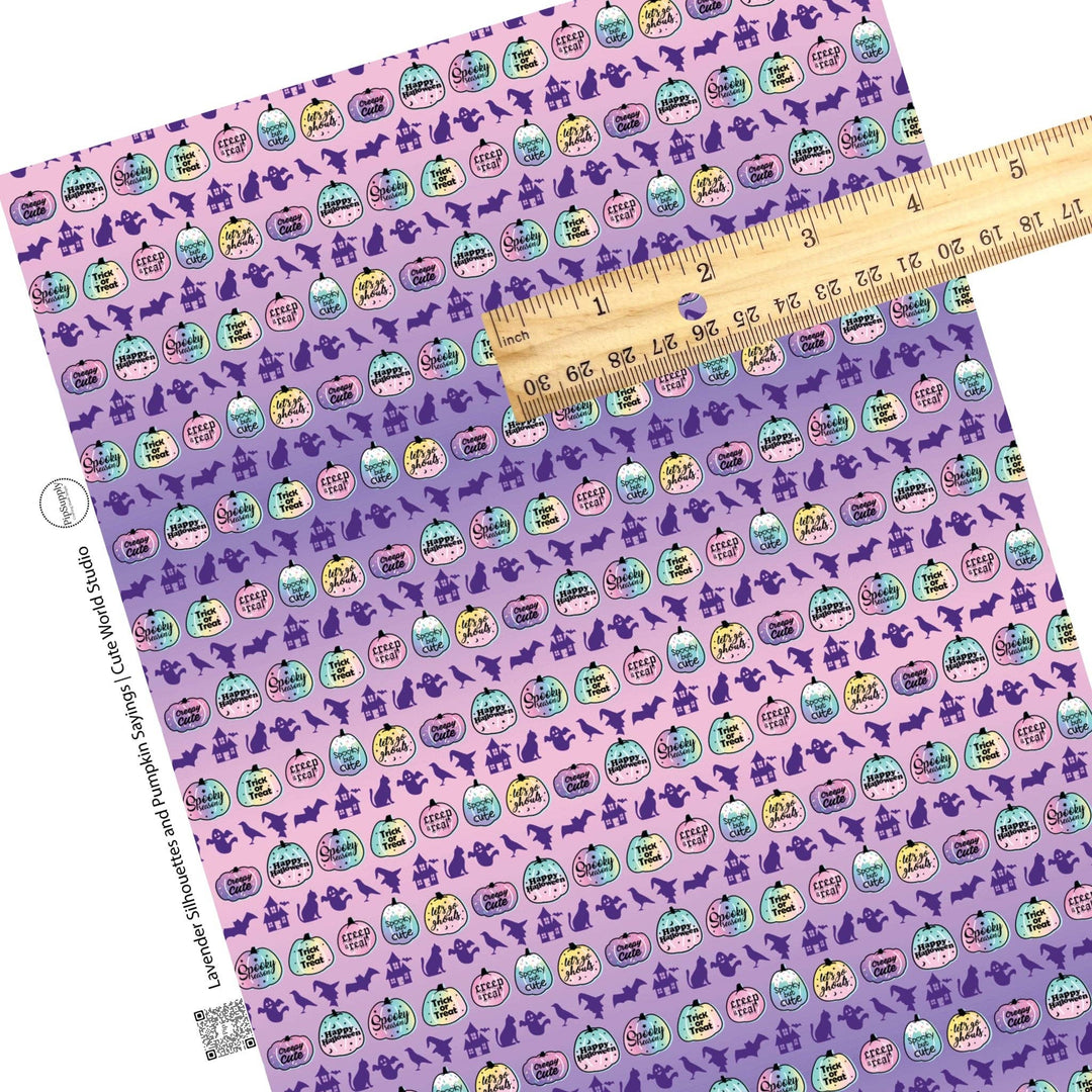 Lavender Silhouettes and Pumpkin Sayings Faux Leather Sheets