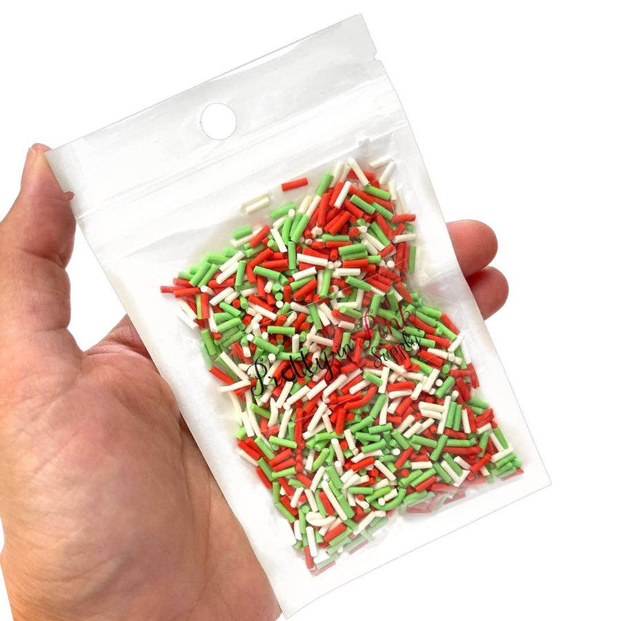 Red, Green and White Sprinkles Clay Slice Mix

This Christmas sprinkle clay mix is perfect for crafting, embellishing, or decorating! This mix has red, green and white sprinkles. Choose your style and get creative!