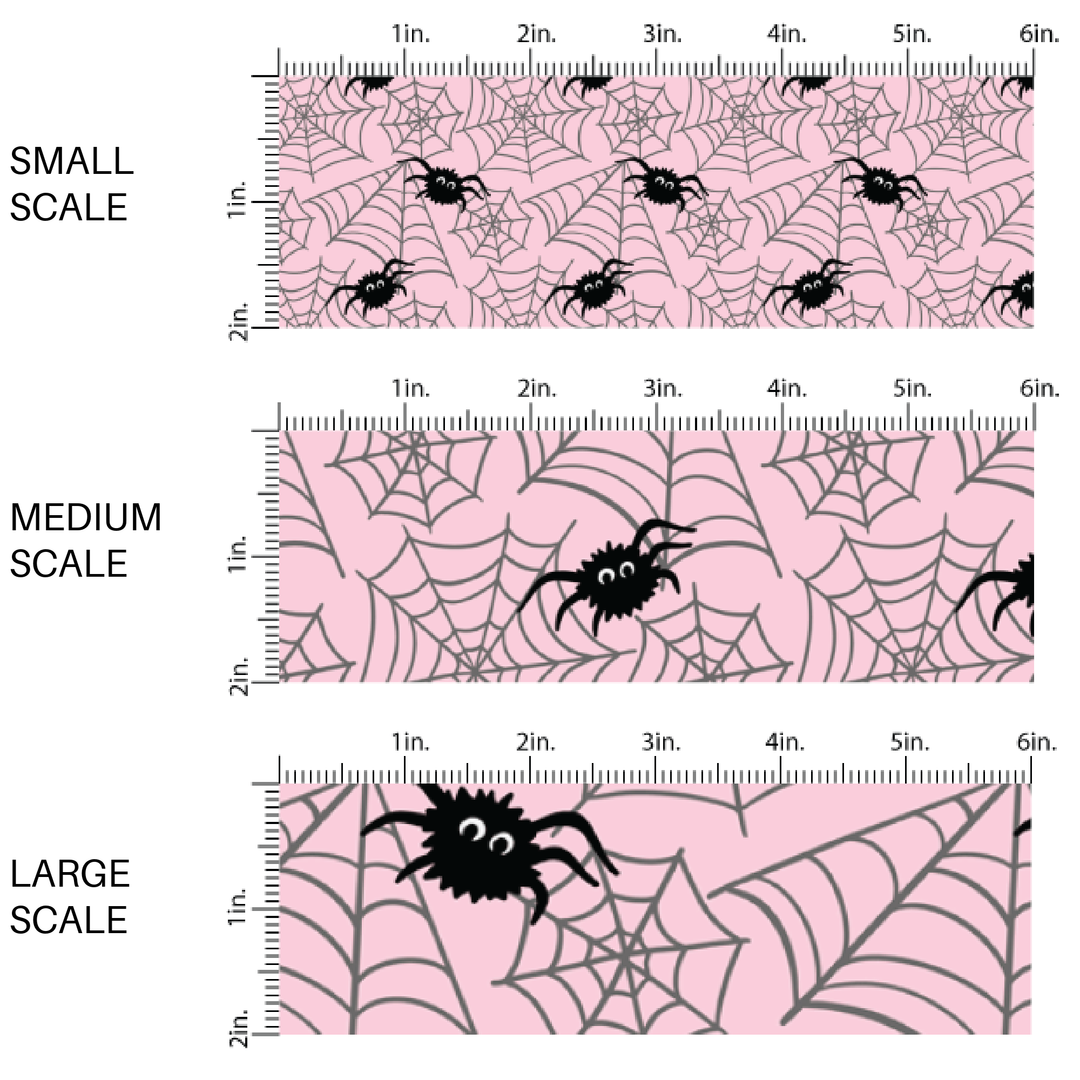 Spooky Spideys Lt. Pink Fabric By The Yard