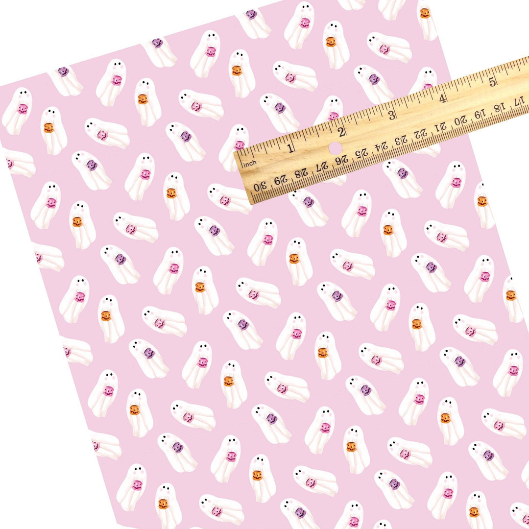 Trick or Treatin’ Ghosts Lilac Faux Leather Sheets