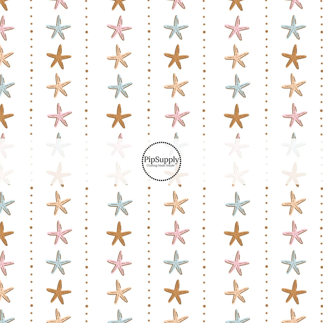 Sandy Beach Starfish Stripes Hair Bow Strips