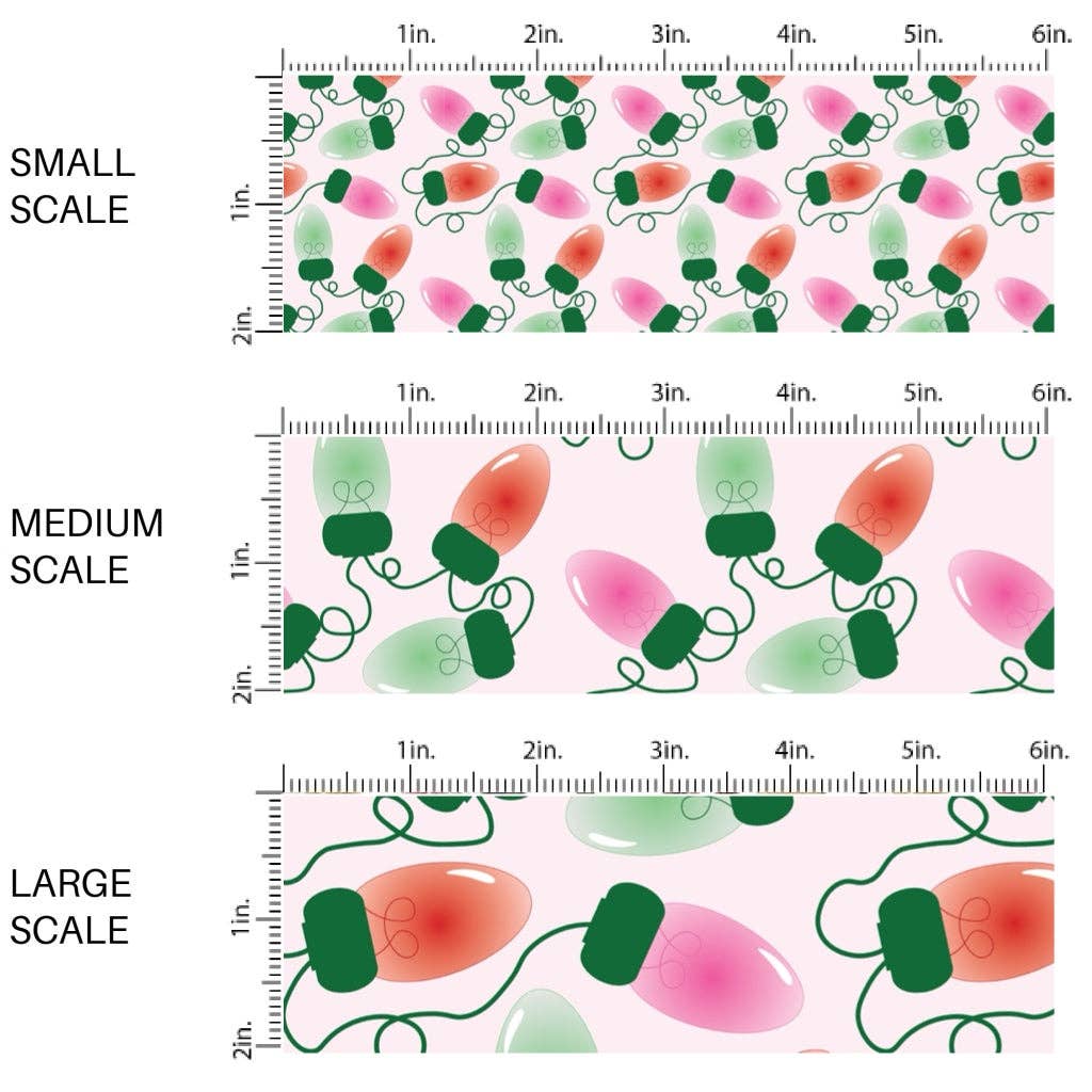 Pink Christmas Lights Fabric By The Yard