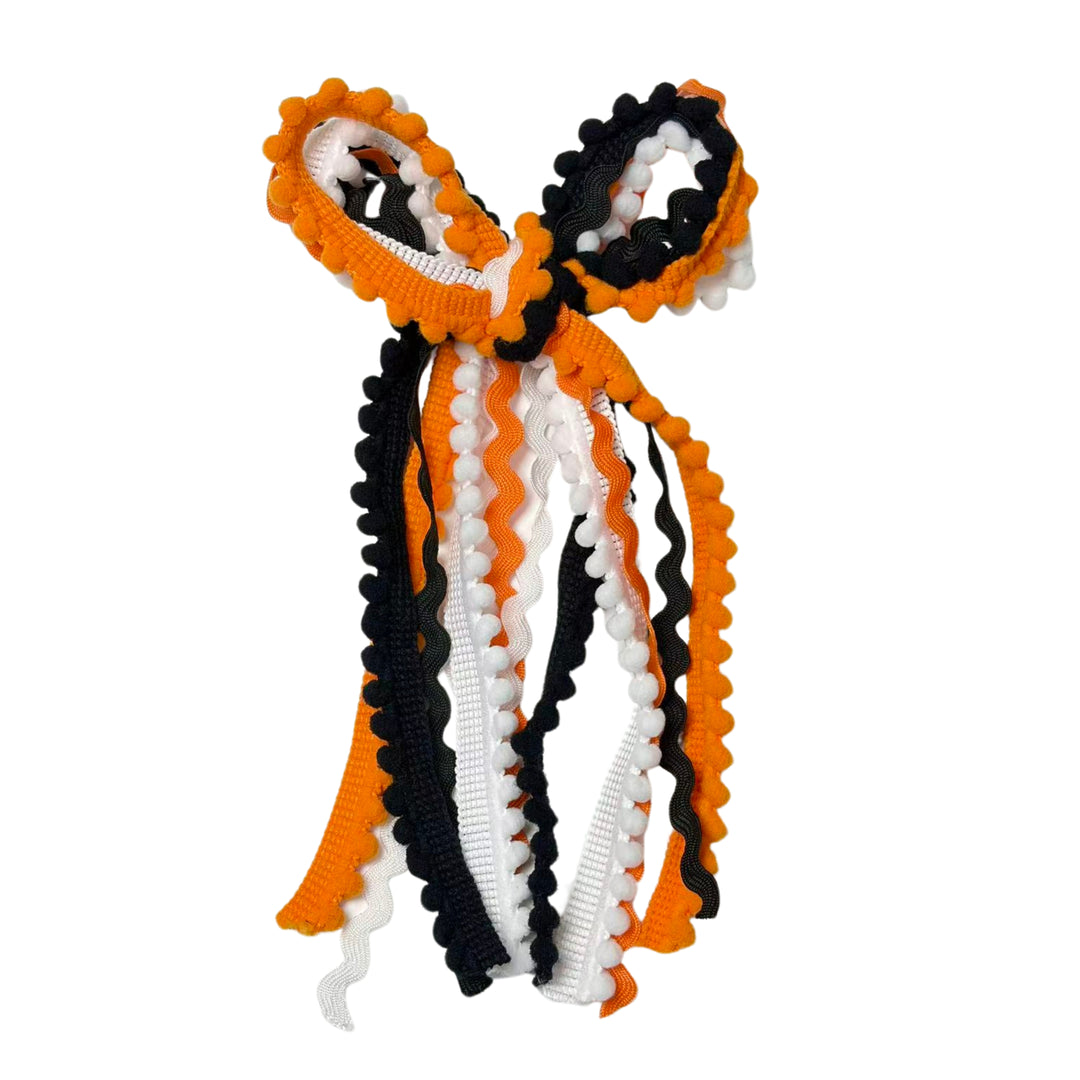 Pumpkin Parade Messy Ribbon Hair Tied Bow w/ Clip