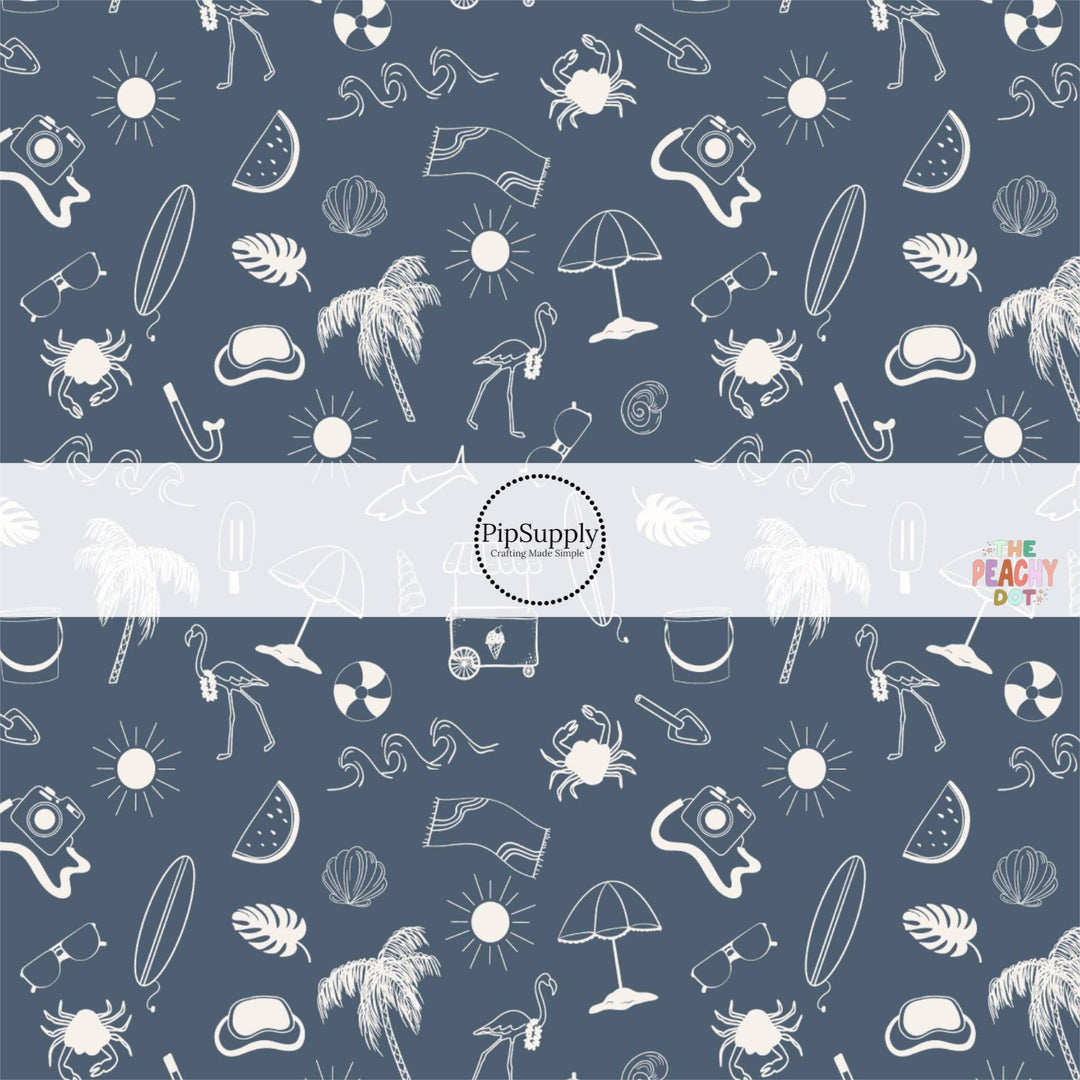 Navy Boardwalk Hair Bow Strips