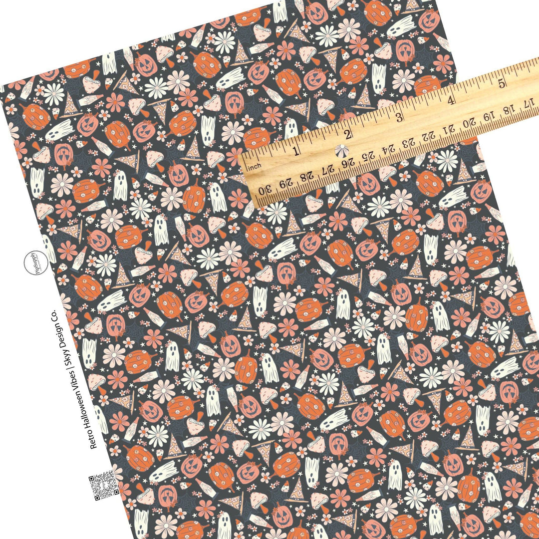 Retro Halloween Vibes Faux Leather Sheets
