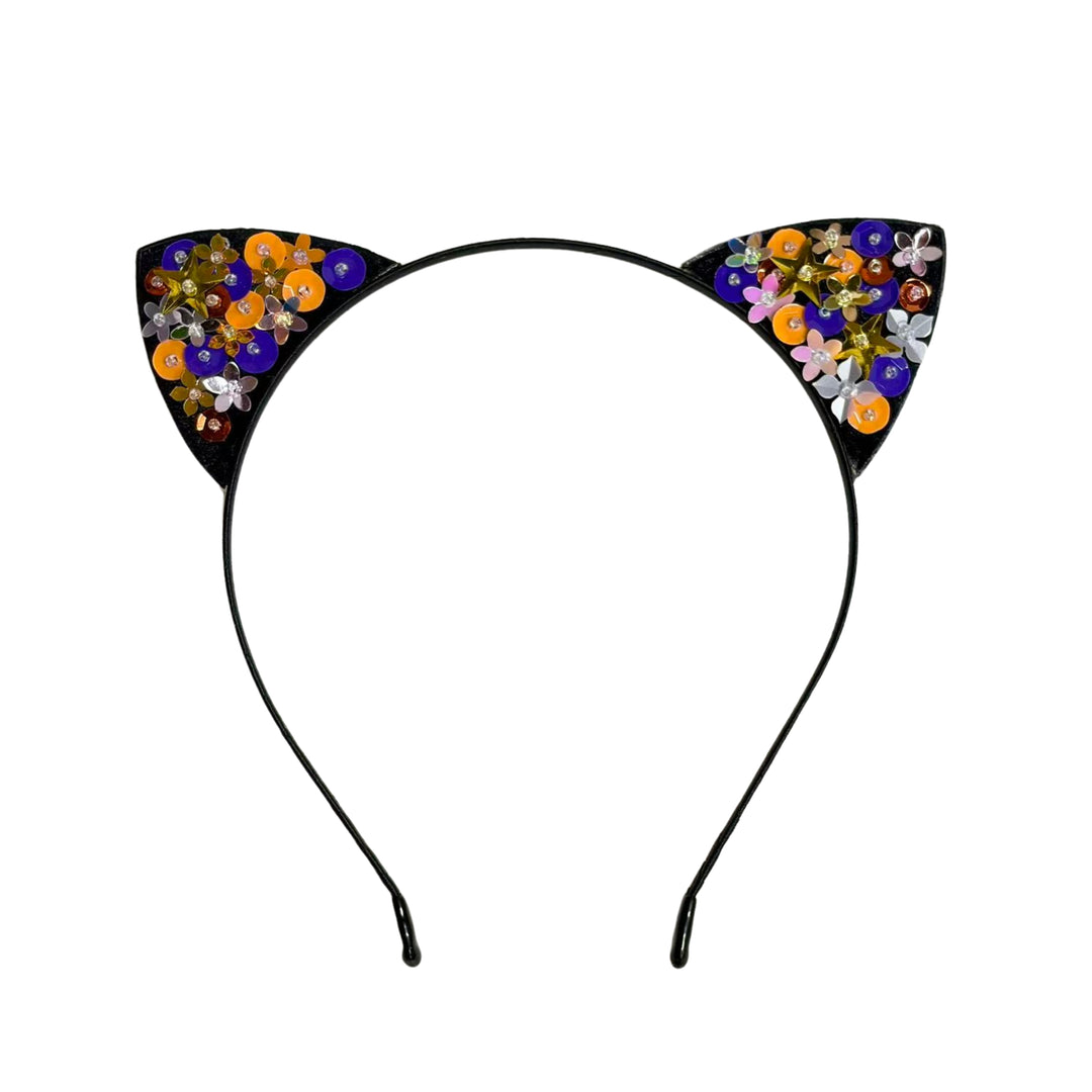 Black Cat Magic Sequin Bow Headband