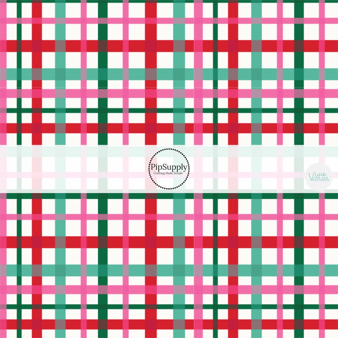 Festive Christmas Gingham Hair Bow Strips