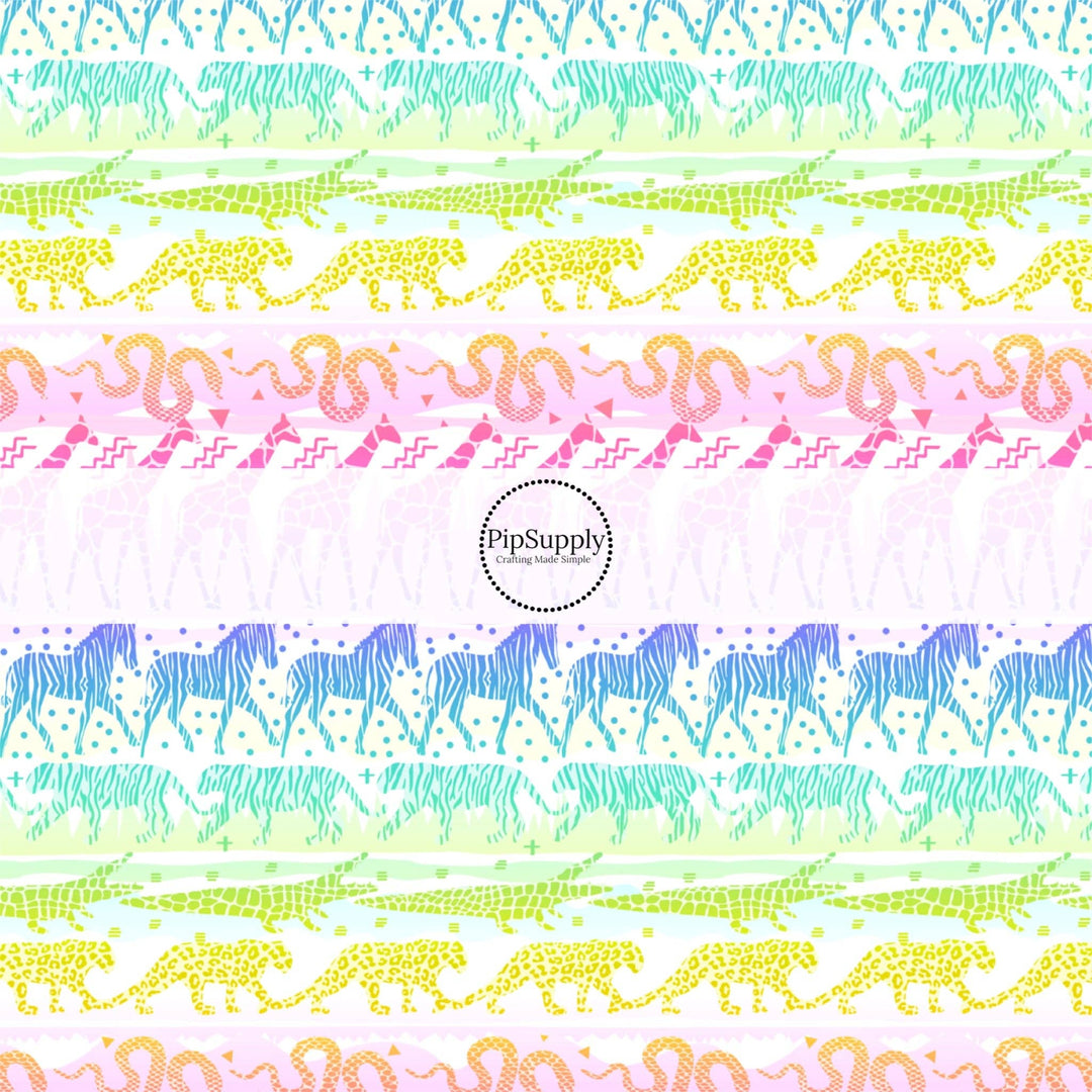 Rainbow Ombre Safari Hair Bow Strips