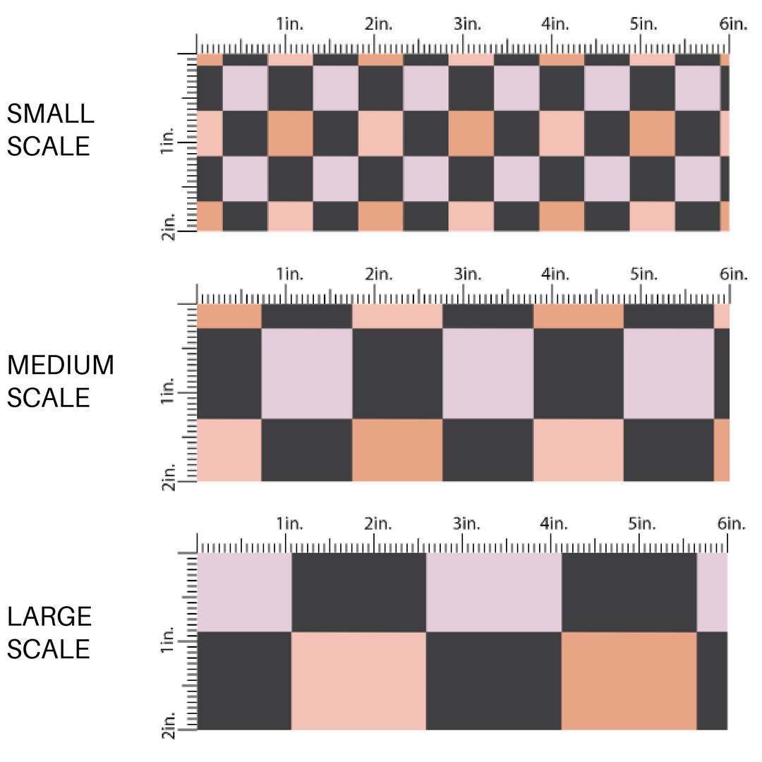 Pastel Halloween Checker Fabric By The Yard