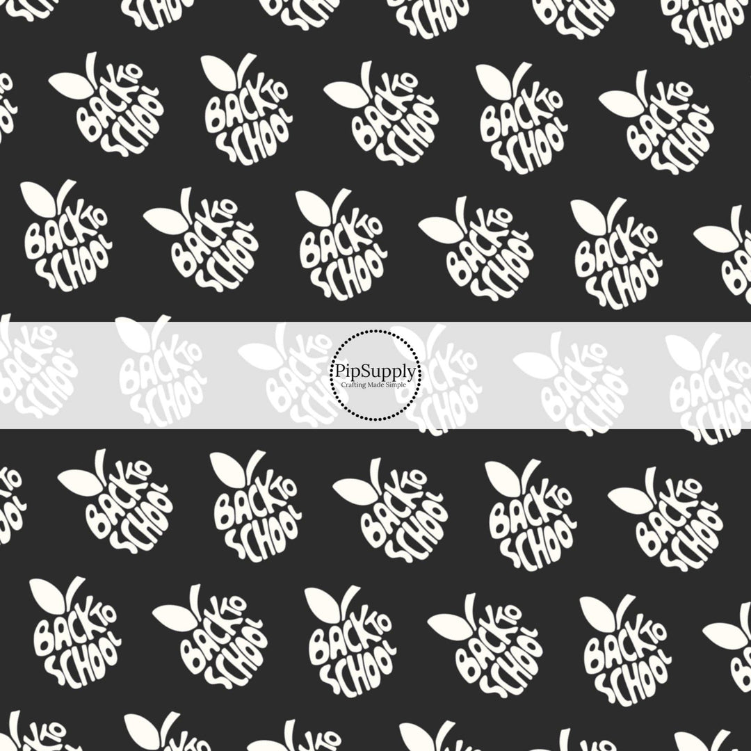 Back to School Apples on Black Fabric By The Yard