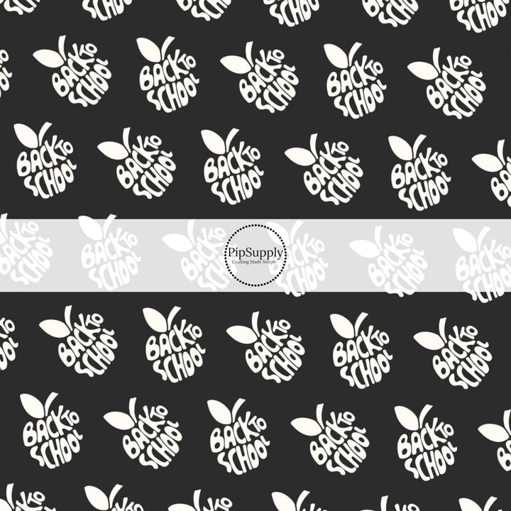 Back to School Apples on Black Fabric By The Yard