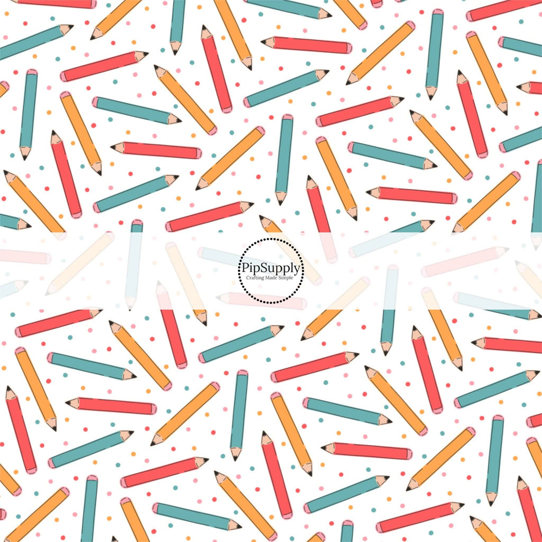 Pencils and Polka Dots Hair Bow Strips