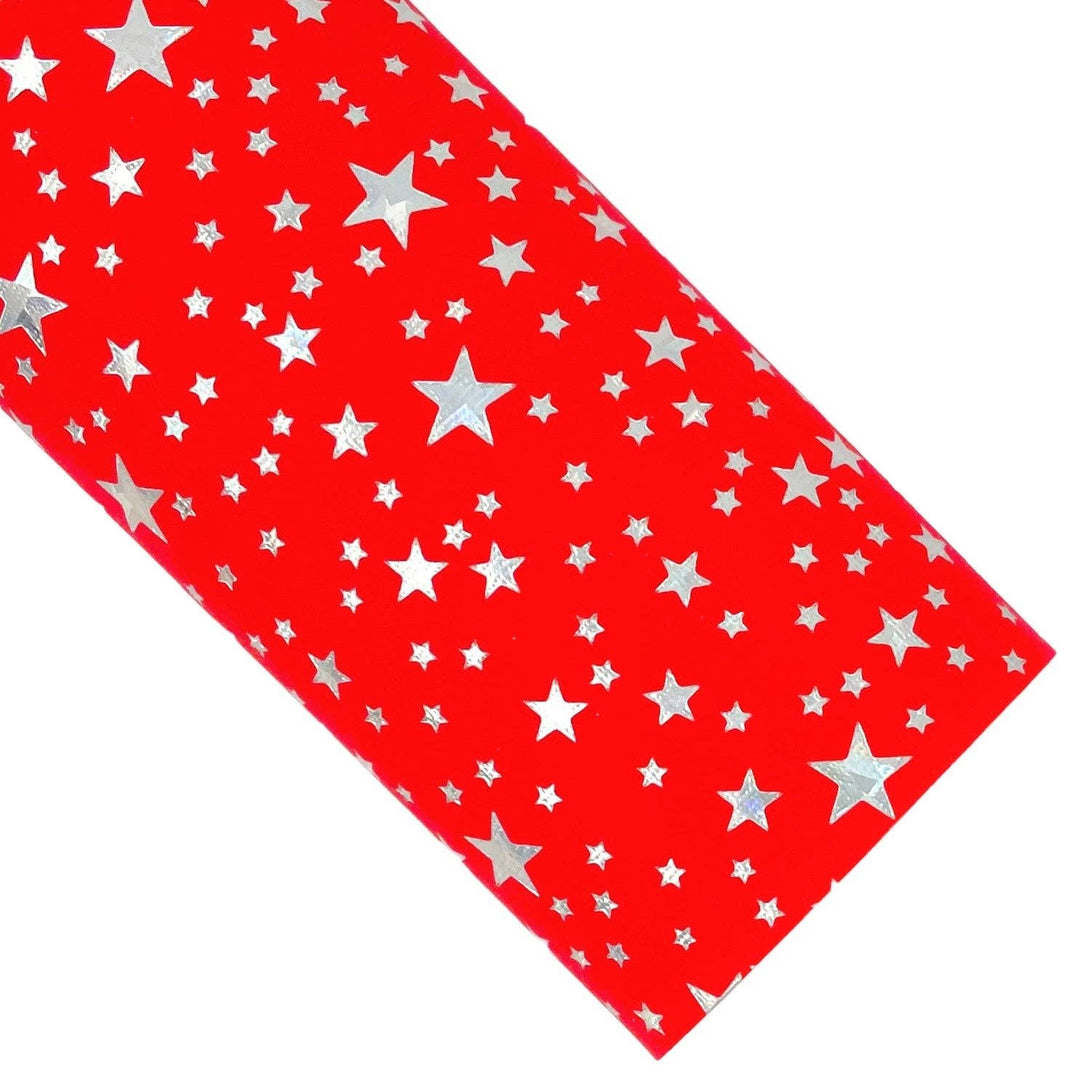 Red Holo Stars Smooth Vegan Leather Sheets